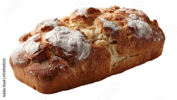 Fototapeta Freshly baked artisanal bread loaf with golden crust and soft inside perfectly crafted for a delightful meal isolated on transparent background