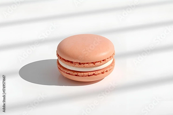 Fototapeta Pink Macaron on Minimal Background – Elegant French Dessert
