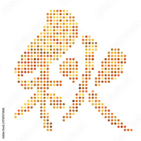 Obraz ランダムな秋色のドットを並べて表現した、筆文字風の秋の漢字