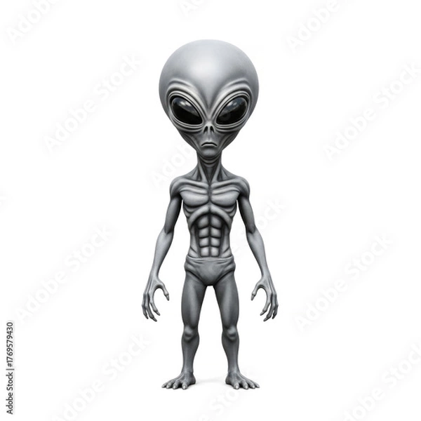 Fototapeta Grey Alien on a white background