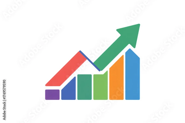 Obraz Dynamic bar graph with upward arrow symbolizing financial growth and business success