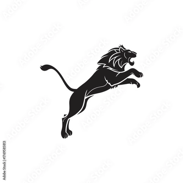 Fototapeta Jumping Lion Silhouette Vector Illustration