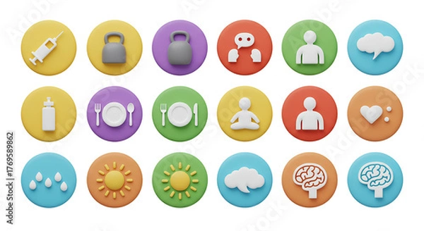 Obraz Colorful circular icons representing technology and communication concepts