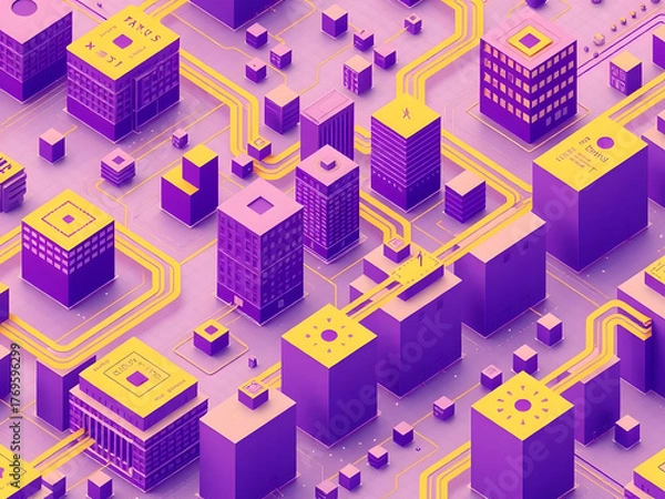 Obraz isometric city buildings
