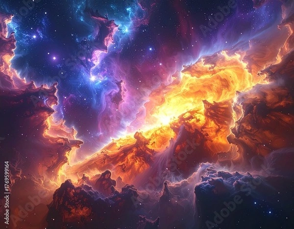 Fototapeta Cosmic Explosion and Formation of New Galaxies in the Deep Universe