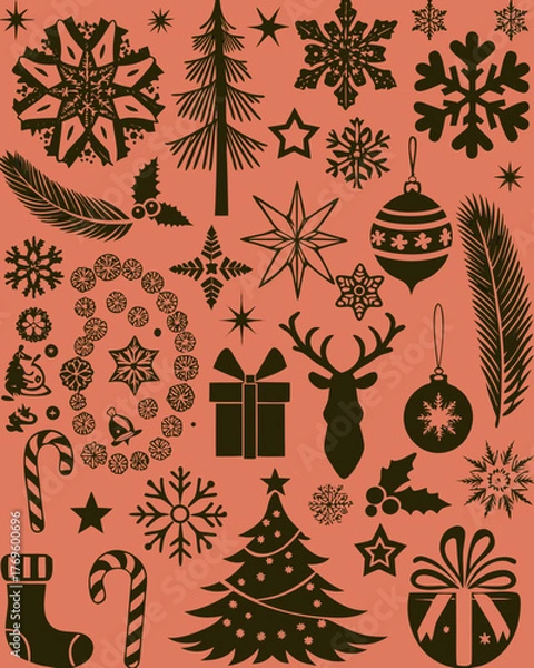 Obraz set of christmas icons