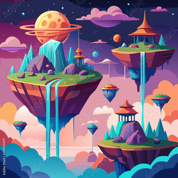 Fototapeta vector illustration of an abstract landscape