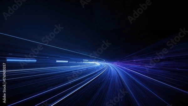 Fototapeta Speed Motion Abstract Background in the Dark Night, Light Lines