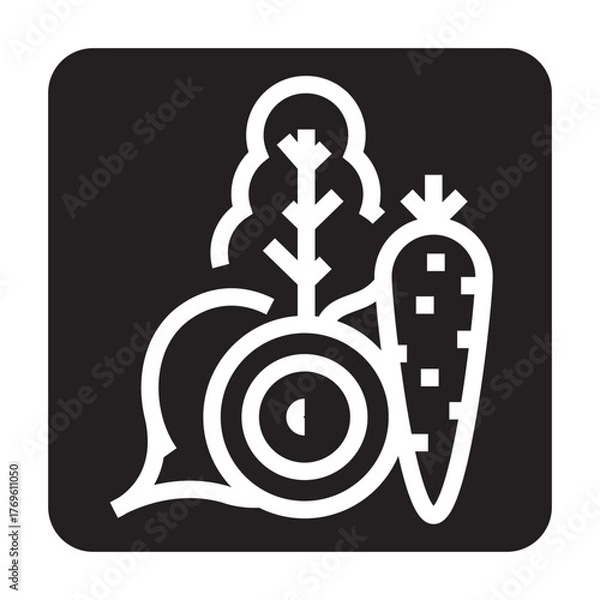 Fototapeta raw food black line icon for digital and print projects.  Minimal clean icons for apps and websites.