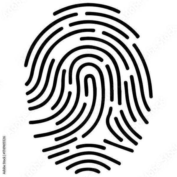 Obraz Black Fingerprint Icon – Bio-metric Security & Identity Symbol