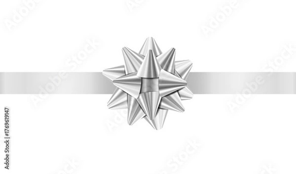 Obraz Silver bow isolated on transparent background.	