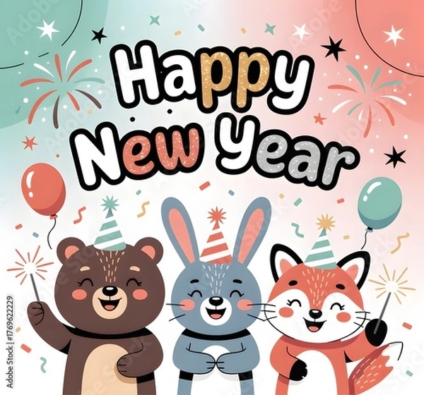 Fototapeta New year wishes Images, Happy New Year 2026, Happy new year wallpaper Images,Happy new year Social media post, Happy new year sticker, Happy New Year Background" Images