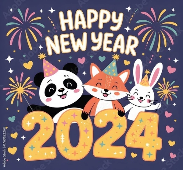 Fototapeta New year wishes Images, Happy New Year 2026, Happy new year wallpaper Images,Happy new year Social media post, Happy new year sticker, Happy New Year Background" Images