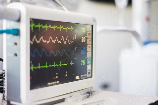 Fototapeta Multi parameter patient monitor. Vital signs monitoring device.