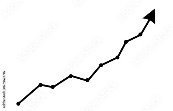 Obraz black line graph chart with arrow