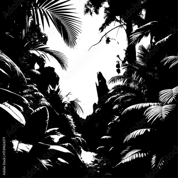 Fototapeta palm trees silhouette