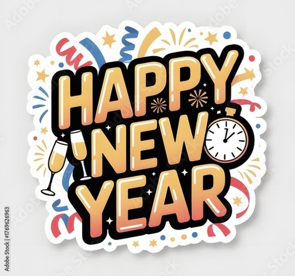 Fototapeta New year wishes Images, Happy New Year 2026, Happy new year wallpaper Images,Happy new year Social media post, Happy new year sticker, Happy New Year Background" Images