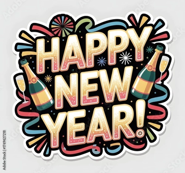 Fototapeta New year wishes Images, Happy New Year 2026, Happy new year wallpaper Images,Happy new year Social media post, Happy new year sticker, Happy New Year Background" Images