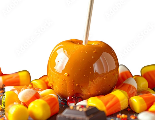 Fototapeta Close-Up of Festive Halloween Candy Display Isolated on Transparent Background PNG