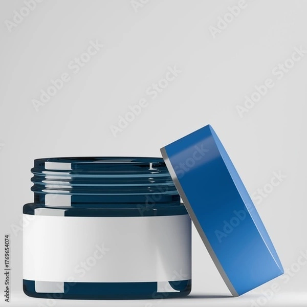 Obraz Opened Blue Cosmetic Jar Mockup