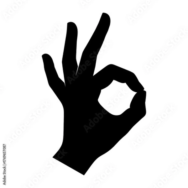 Fototapeta Black silhouette of a raised fist symbolizing empowerment and resistance