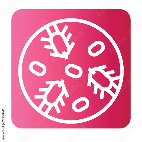 Fototapeta Escherichia coli  black line icon for digital and print projects. Microscopic probiotics.