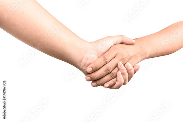 Fototapeta Close up Hand and arm  on white  background.