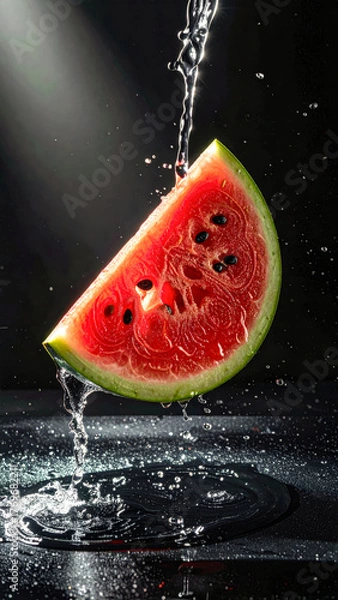 Obraz Watermelon Wedge Floating with Water Splash