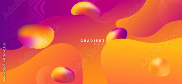 Obraz Vibrant gradient abstract background with 3D fluid shapes and smooth color flow
