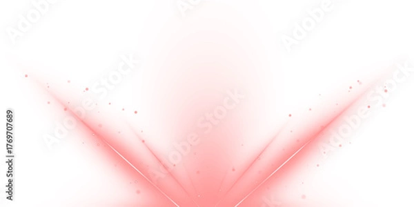 Obraz Shiny fiery red neon stripes on white transparent background PNG. Vivid curved light trails and flashing red light effects. Vector element on black background for stunning digital creations.
