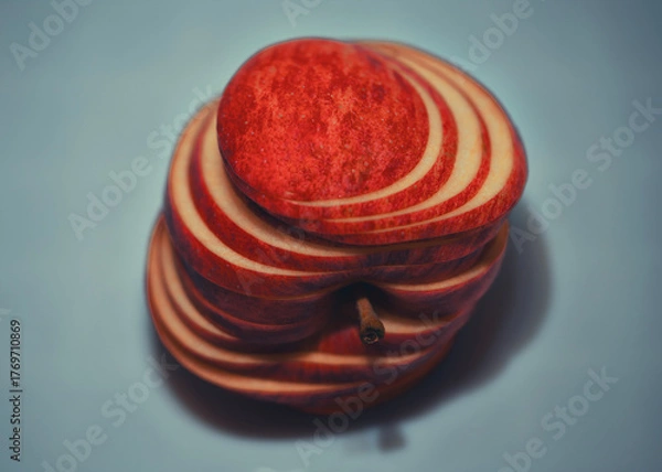 Fototapeta Closeup of apple with paprika emphasizing contrasting textures