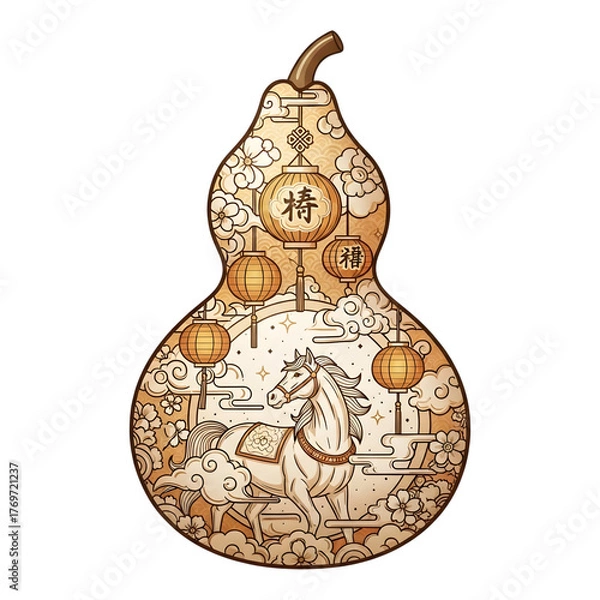 Fototapeta Horse running in gourd shape isolated on transparent background