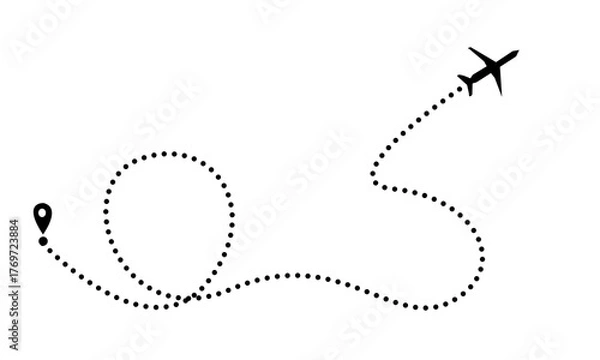 Obraz airplane dotted line path