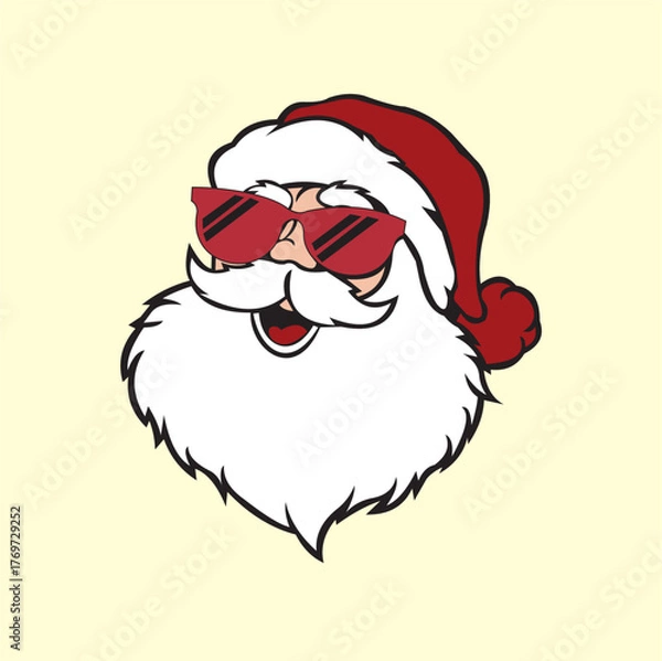 Fototapeta The vector design of the Santa Claus face cartoon costume is very cool and cute, very suitable to be used as a poster.
