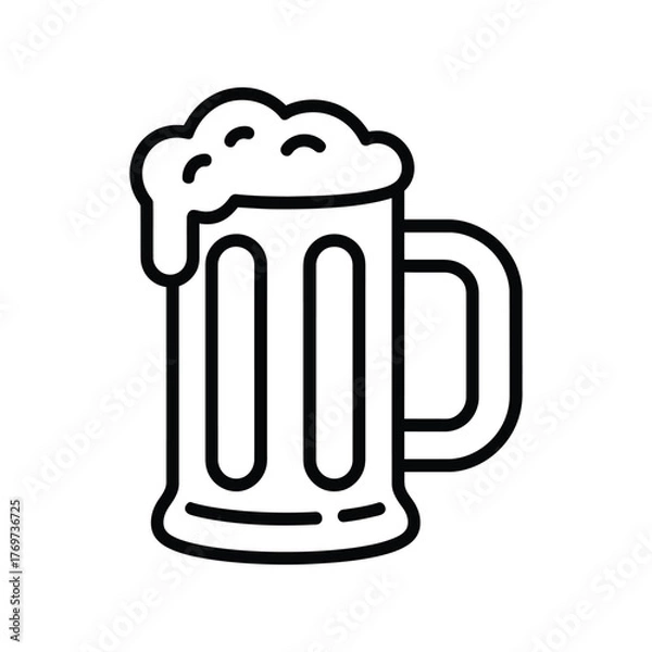 Fototapeta Beer mug with foam icon vector illustration drawing