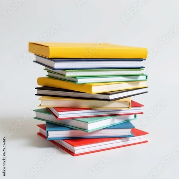 Fototapeta Stack Colorful Notepads White Background