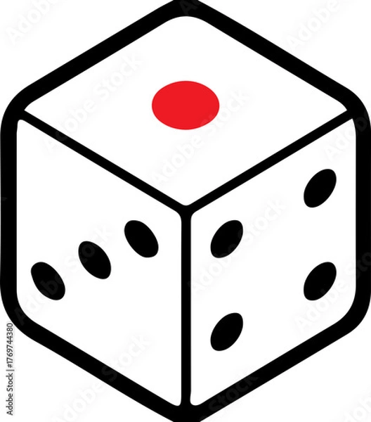 Fototapeta Dice Icon – Vector Illustration of Gambling Cube Symbol in Black Outline Style