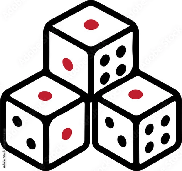 Fototapeta Dice Icon – Vector Illustration of Gambling Cube Symbol in Black Outline Style