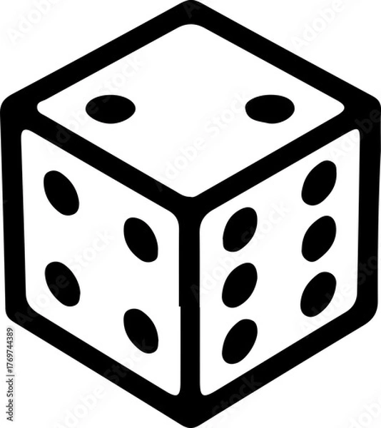 Fototapeta Dice Icon – Vector Illustration of Gambling Cube Symbol in Black Outline Style