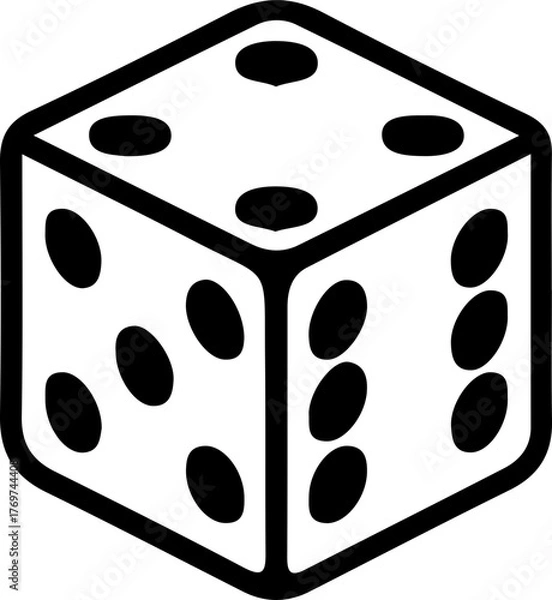 Fototapeta Dice Icon – Vector Illustration of Gambling Cube Symbol in Black Outline Style