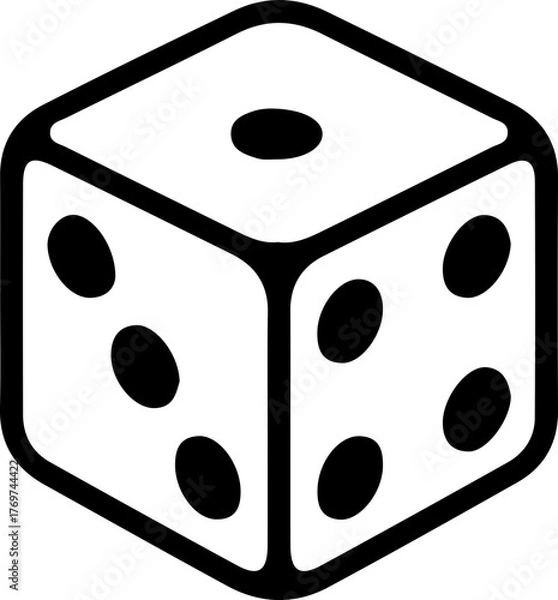 Fototapeta Dice Icon – Vector Illustration of Gambling Cube Symbol in Black Outline Style