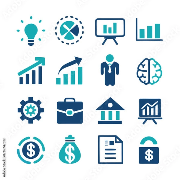 Obraz Business and finance icons set representing growth and success