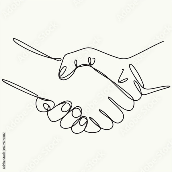Fototapeta Handshake Illustration Minimalist Line Art Depicting Agreement and Collaboration