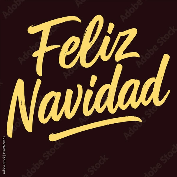 Obraz Feliz Navidad lettering spanish typography Merry Christmas Vector illustration for holidays festive design. Print