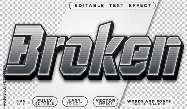 Fototapeta  Broken Cracked Shattered Damaged Fractured Editable Vector Text File