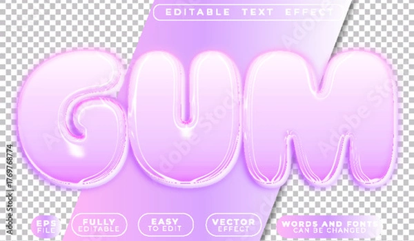 Fototapeta  Gum Chewing Bubble Sweet Candy Flavor Editable Vector Text File