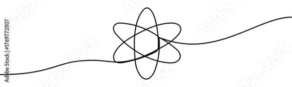 Fototapeta Molecular Bond Diagram, minimalist ecological and environmental concept symbol, continuous line design, isolated on transparent background, vector illustration