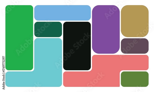 Fototapeta Colorful Abstract Geometric Rounded Shapes Collage Modern Background