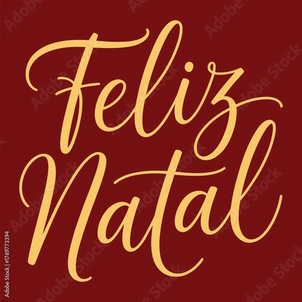 Obraz Feliz Natal lettering spanish typography Merry Christmas Vector illustration for holidays festive design. Print
