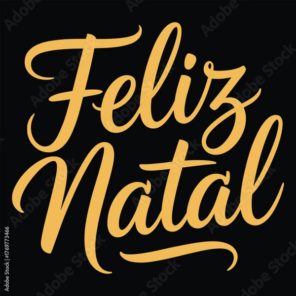 Obraz Feliz Natal lettering spanish typography Merry Christmas Vector illustration for holidays festive design. Print